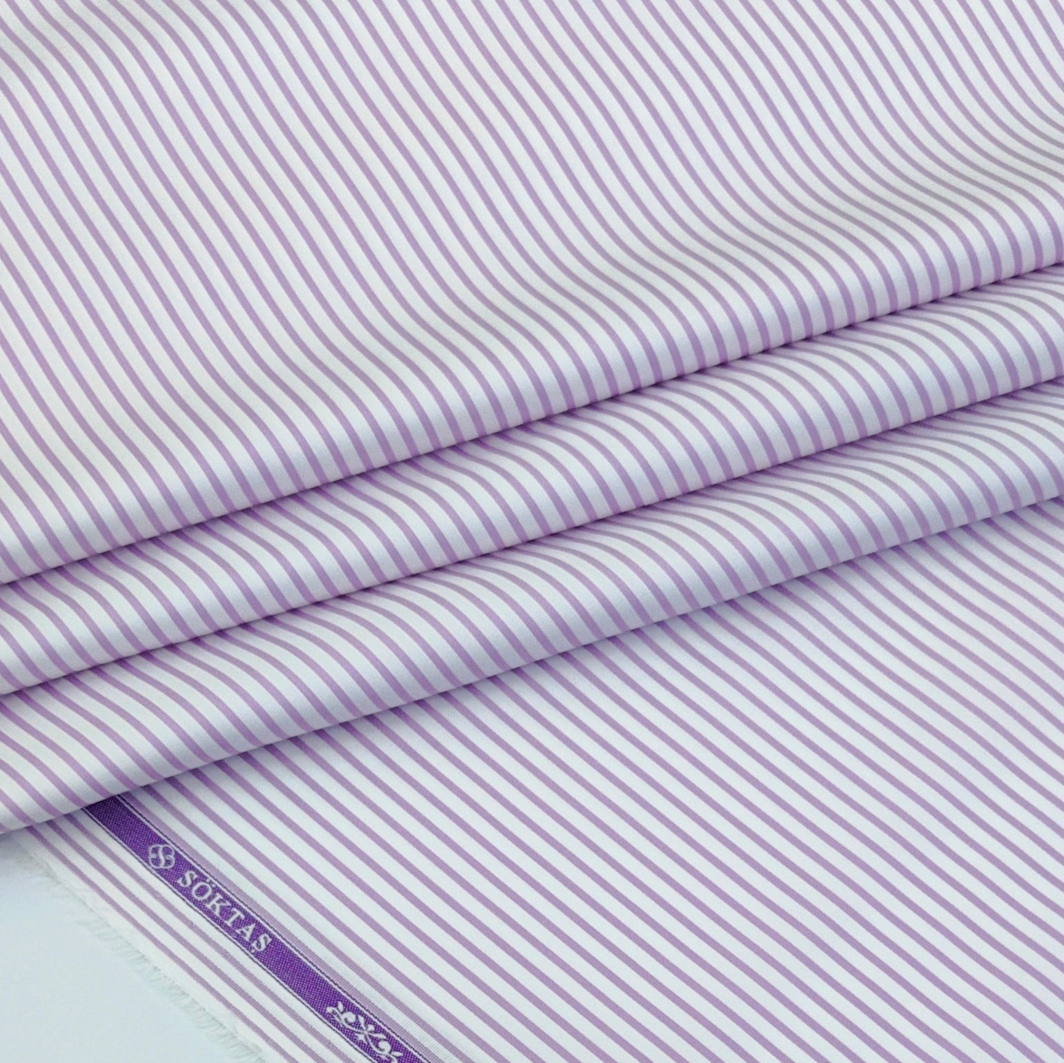 Shirt Fabric Soktas Finest 80s Giza Cotton PinStripe Colour Claret Purple N White